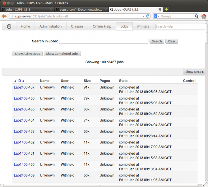 [all variants] CUPS Name Unknown, User Withheld, Empty Page_Log