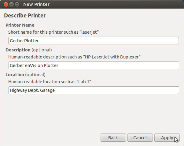 Finalize Printer Settings