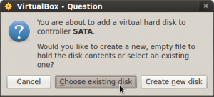 Choose Existing Disk